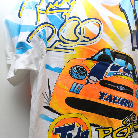 90's RICKY RUDD #10 Tide Racing All-Over-Print Tee - Picture 5 of 7